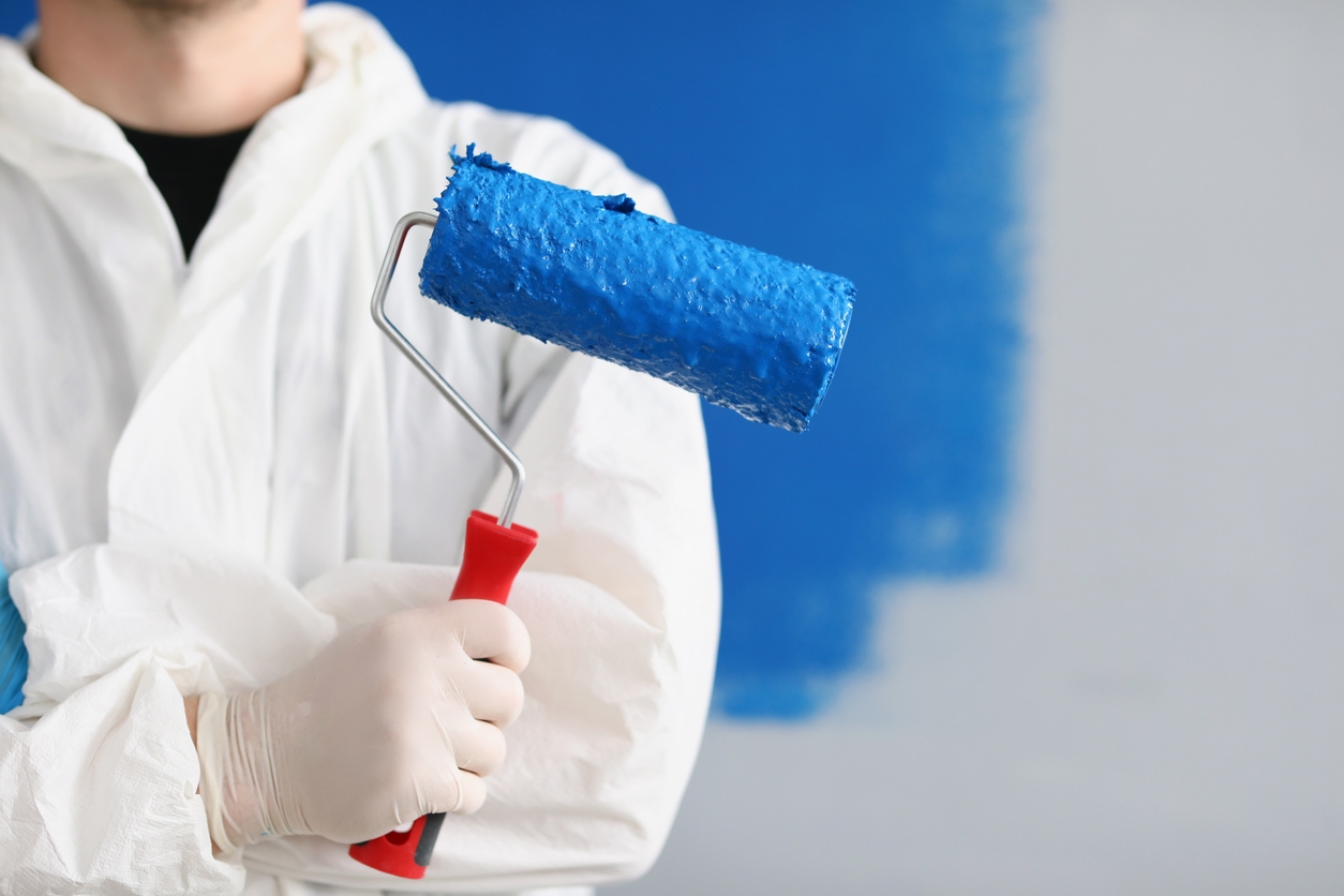 Cover wall in blue colour