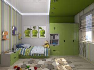3d illustration of a green nursery for a boy