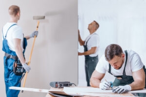 Carpenter drawing on fiberboard