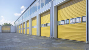 Hangar exterior with rolling gates